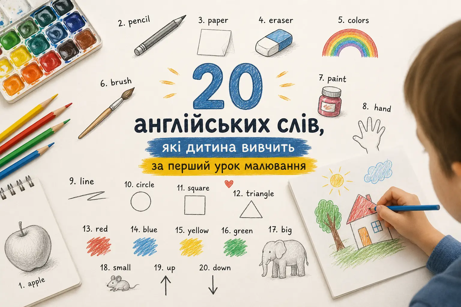 20 англійських слів, які дитина вивчить за перший урок малювання